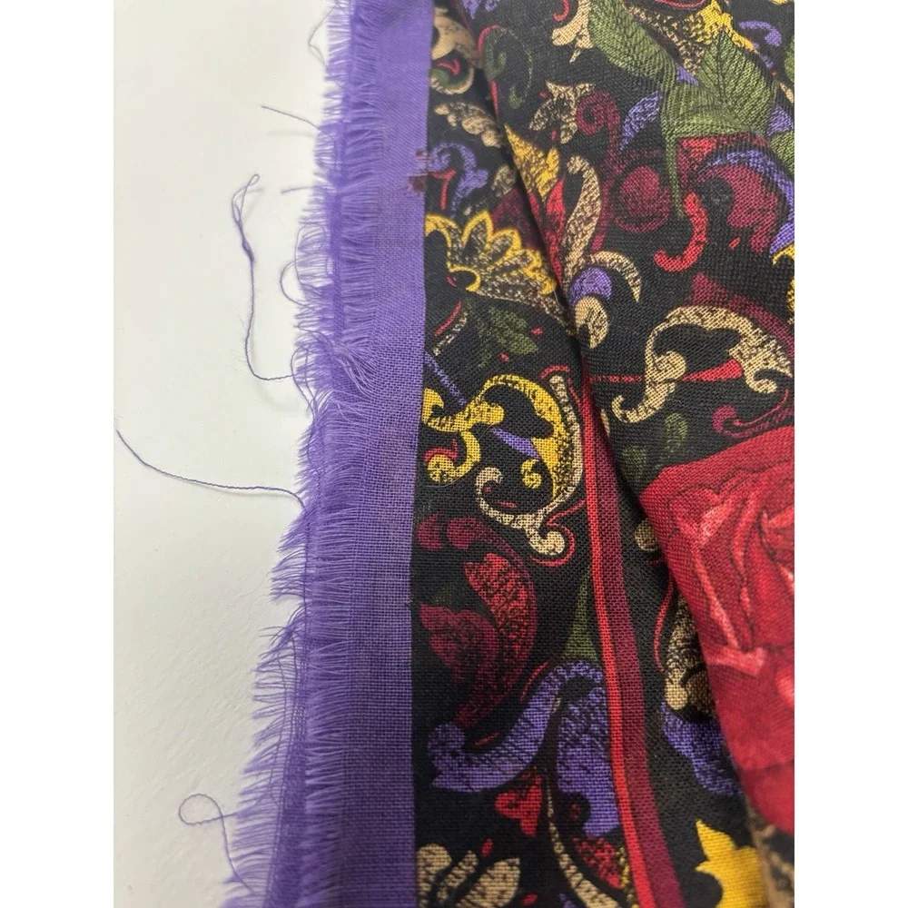 Vtg Oscar De La Renta Scarf Baroque Floral Print Roses Purple Red 29